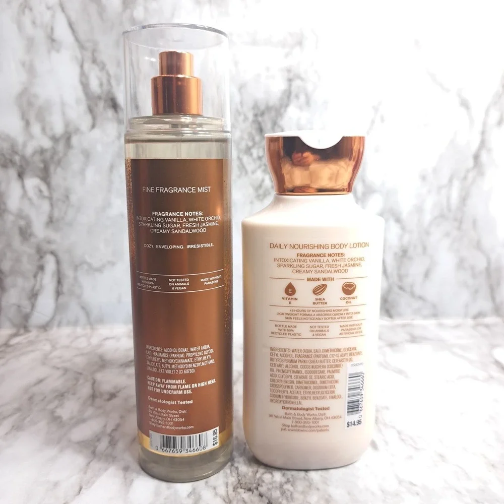 Bath & Body Works Set of 2 WARM VANILLA SUGAR‎ Fine Fragrance Mist & Body Lotion